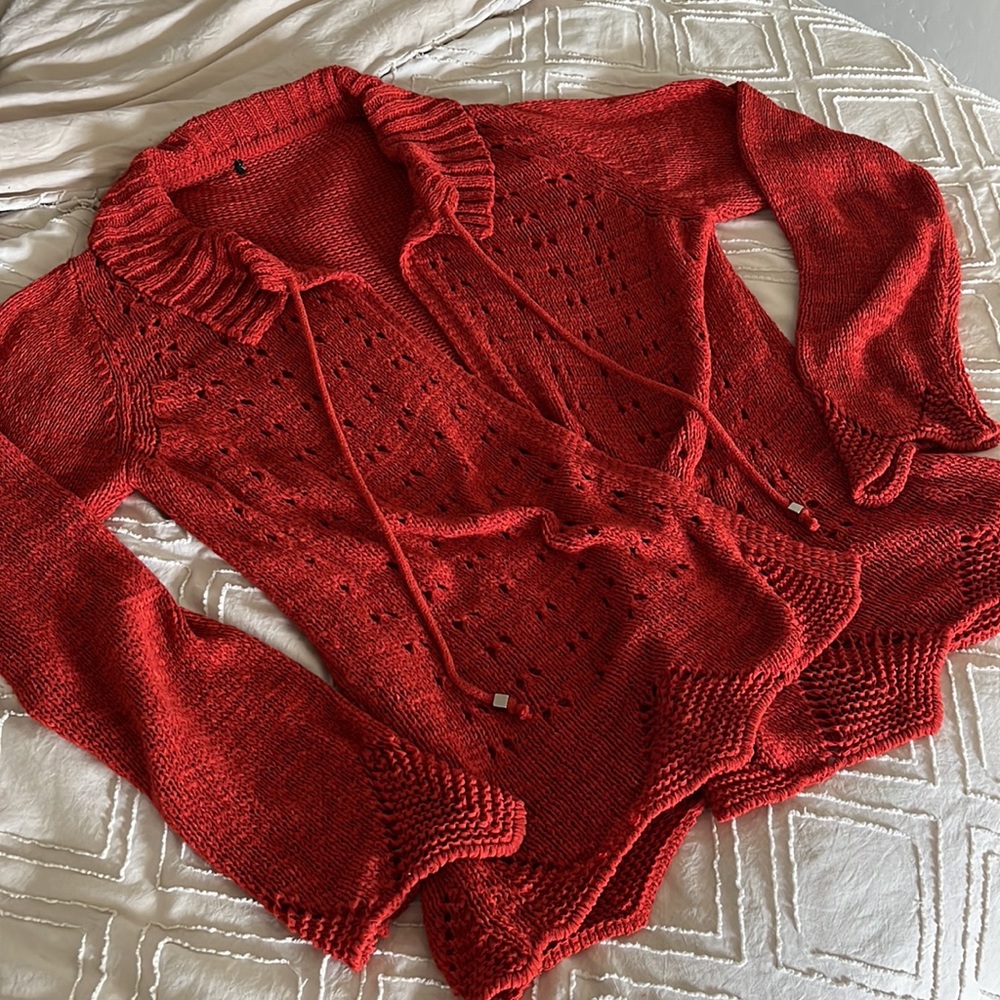 Red Knit Cardigan Size M